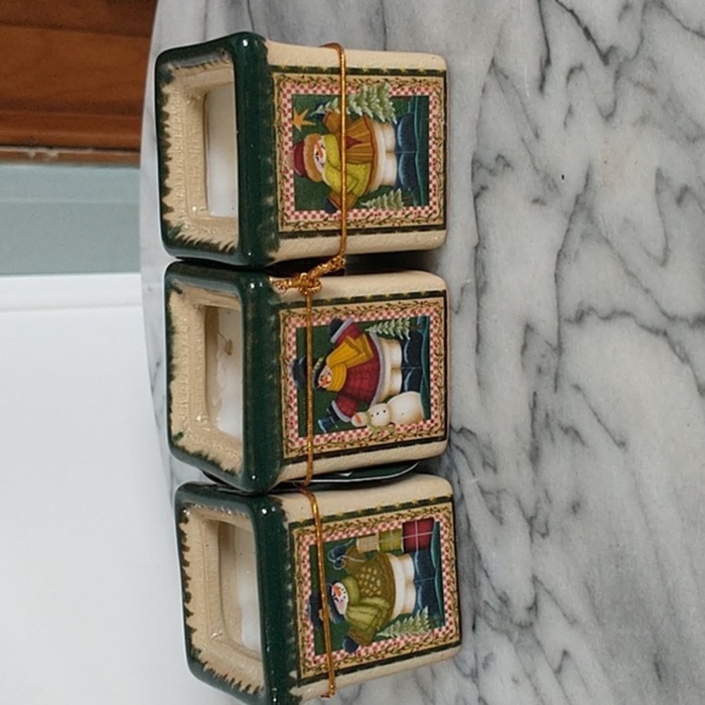 ❤️NWT Crazy Mountain Snowmen Votive Candles Collectibles Set of Three